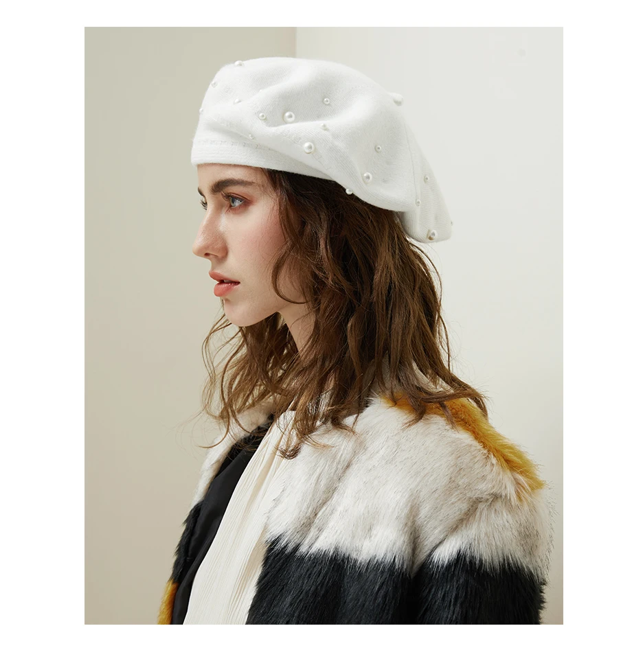 MOSNOW 2018 Women Berets Hat Female Pearl Decoration Brand High Quality Caps Fashion Accessory Winter Hats New Headwear Beret2 (15)