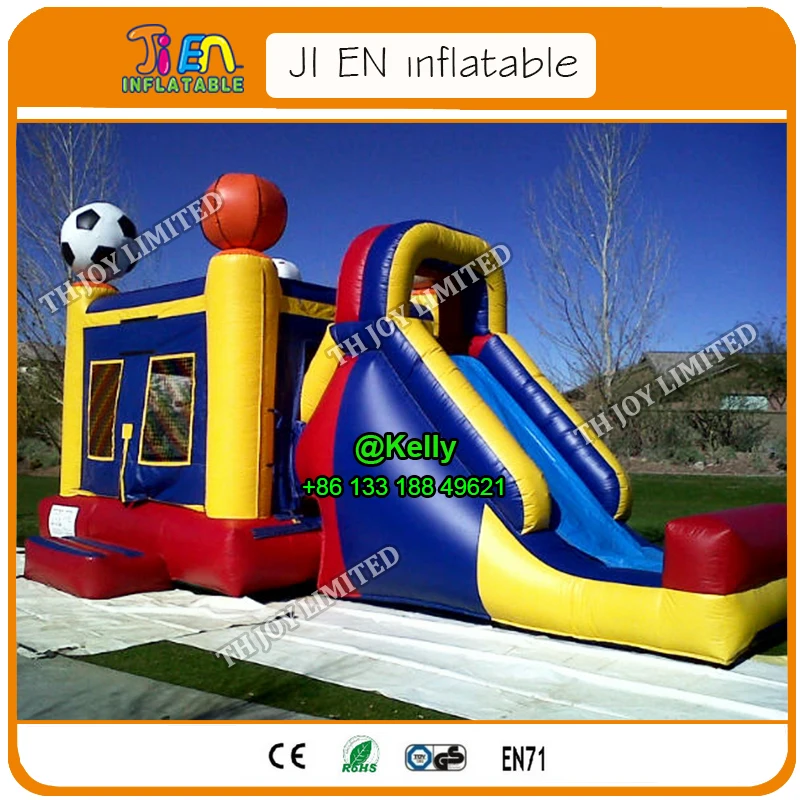 

7x4x3mH free shipping inflatable bouncer with slide for sale, commercial durable inflatable slide bouncer combo air bounce game