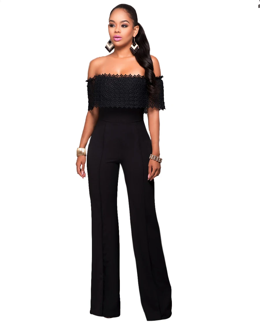 Rompers Women Jumpsuit 2017 Fashion Sexy Lace Off Shoulder Bodycon Long