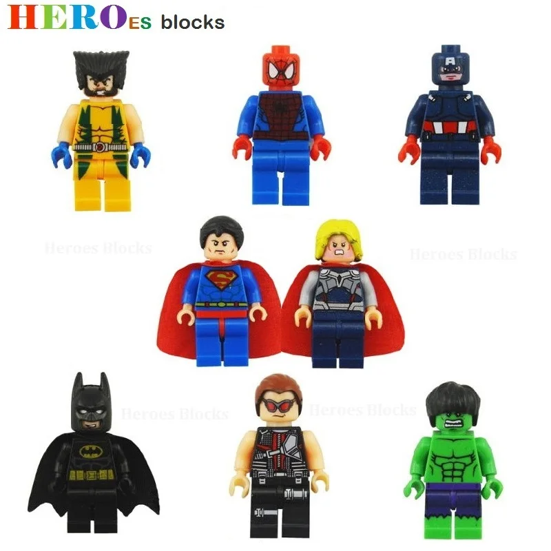 

Single Sale Super Heroes Model Building Blocks Figure Bricks Toy kids gift Superman Hulk Batman Spider Ironman figures brick