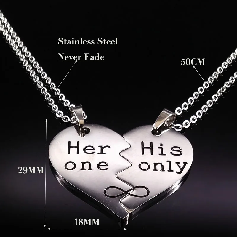 2021 модные ожерелья из нержавеющей стали с надписью Her one His only для пары серебряное