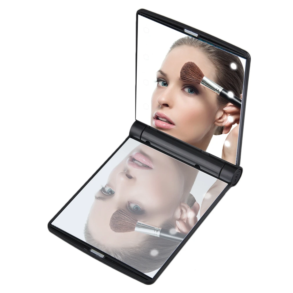 1 шт. женские складные зеркала для макияжа женская косметика ручной складной портативный компактное карманное зеркало 8 стетодиодных