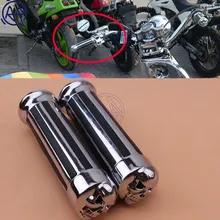 1 пара Винтаж хром 7/8 ''1" Резиновая полоса рукоятка руль Универсальный Подходит для Honda Harley Kawasaki Suzuki BMW Yamaha