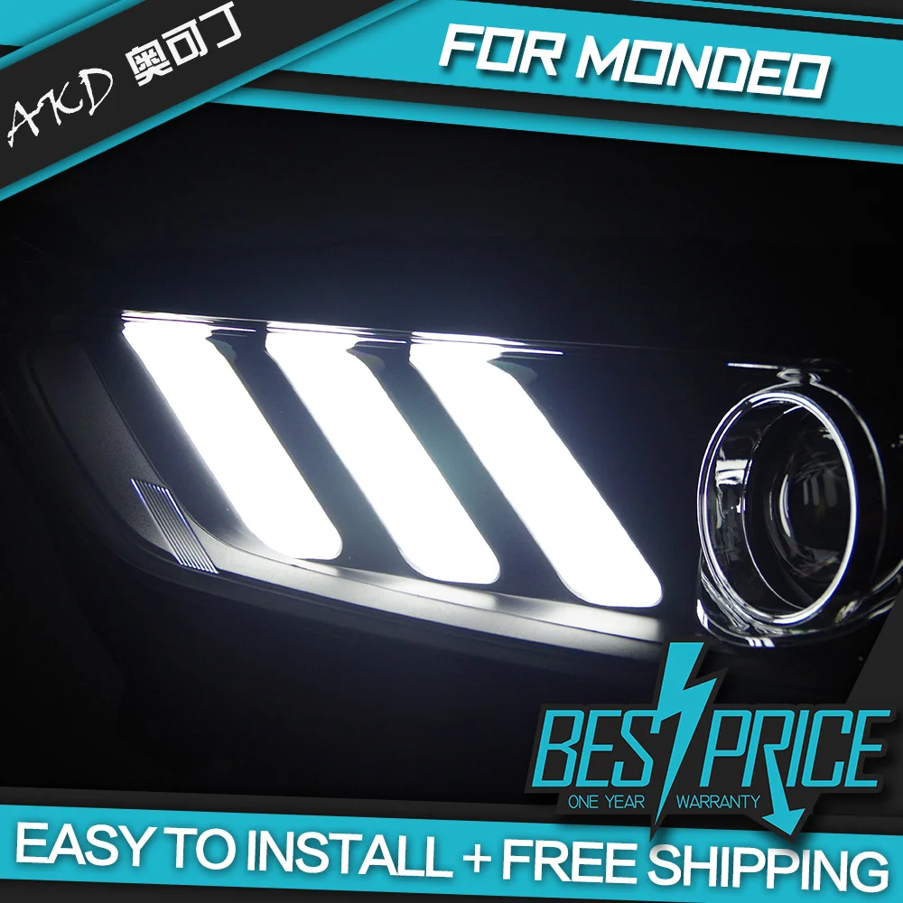 AKD Авто Стайлинг фара для Ford Mondeo 2013 Mustand Тип фары светодиодные ходовые огни биксеноновые фары Противотуманные фары ангельские глаза