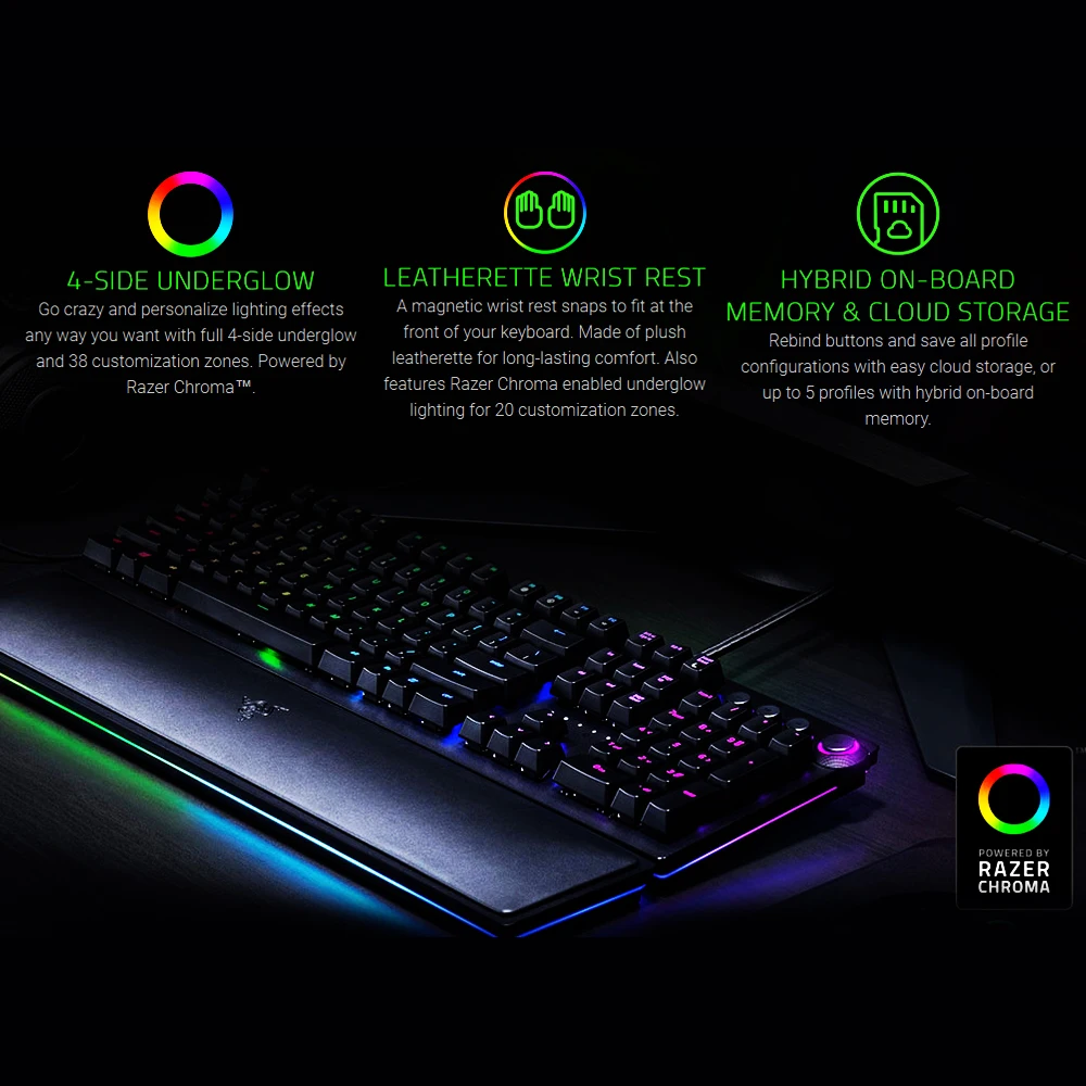 Razer Huntsman Elite Проводная игровая клавиатура Механическая игровая клавиатура RGB подсветка Тактильные переключатели эргономичный дизайн для ПК