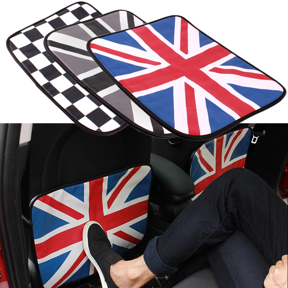 

Universal 2Pcs/set Union Jack PU Car Auto Seat Back Cover Anti-kick Anti Dirty Pads Mat for Mini Cooper JCW One Car Accessories