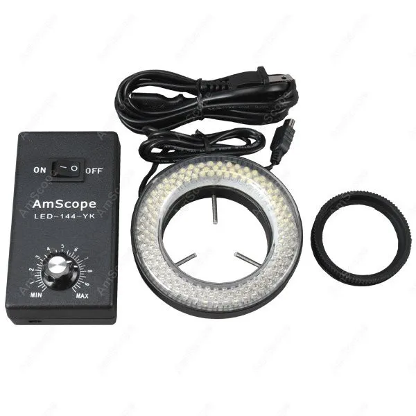 Кольцевой светильник AmScope с адаптером 144 светодиода|lights & lighting|light ringlight microscope |