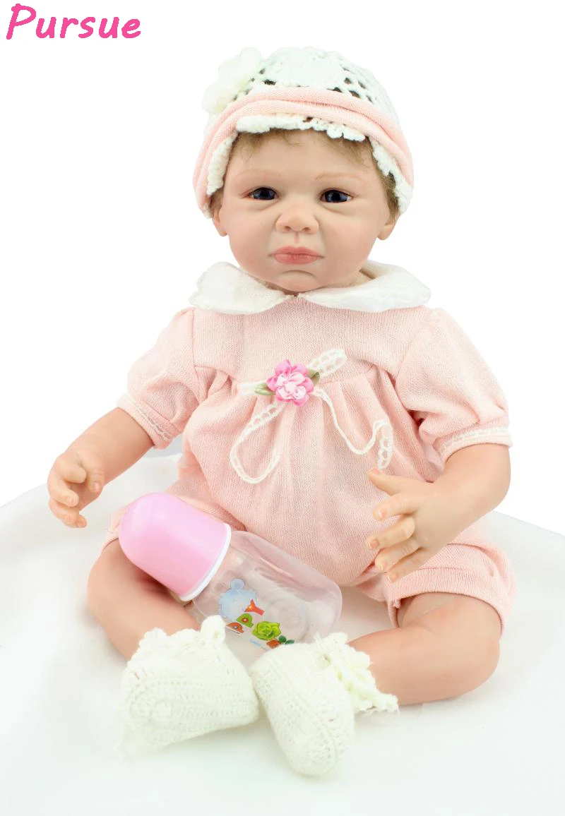 

Pursue 55cm Vinyl Baby Face Real Baby Dolls Reborn 22 inch Silicone Lifelike Baby Dolls bebe reborn menina de silicone menina