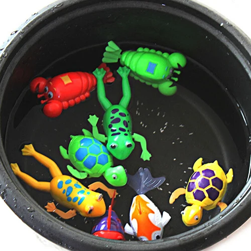 Ребенок весло мытья Ванны Игрушка для купания Wind-up Животные игрушки Рождественский подарок для 8PYR - изображение
