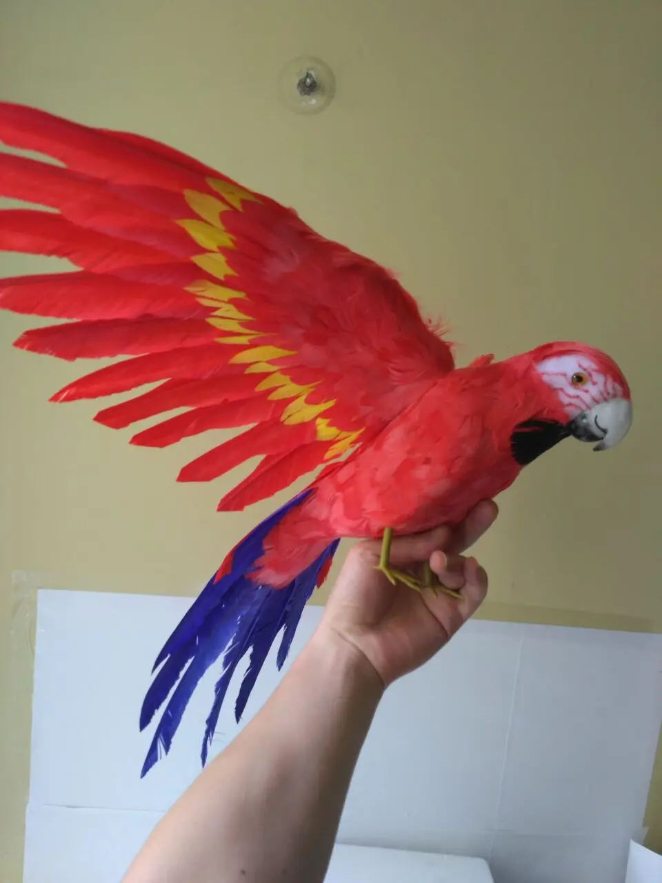 big simulation red parrot toy plastic&fur wings parrot model gift about 60x40cmin Stuffed