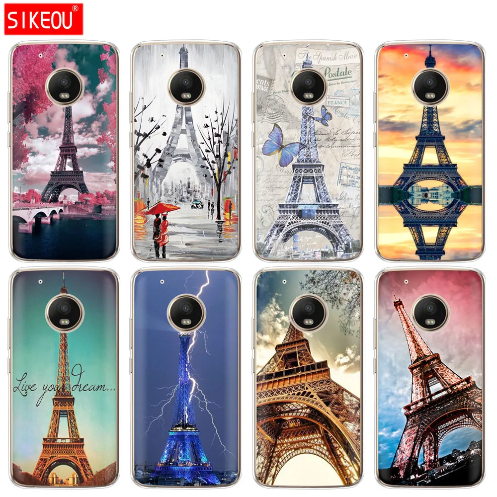 

silicone case phone cover For Motorola Moto G6 G5 G5S Z2 Z3 PLAY PLUS X4 E4 E5 C Paris Eiffel Tower
