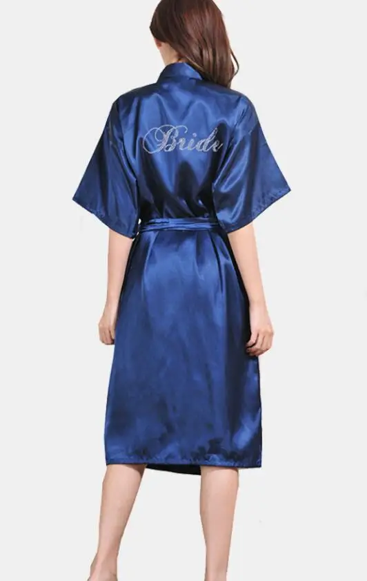 

RMM Satin Women Kimono Bride Bridesmaid Maid of Honor Mother of the Bride Wedding Robe Female Rhinestone Sleepwear Pajama S-XXXl