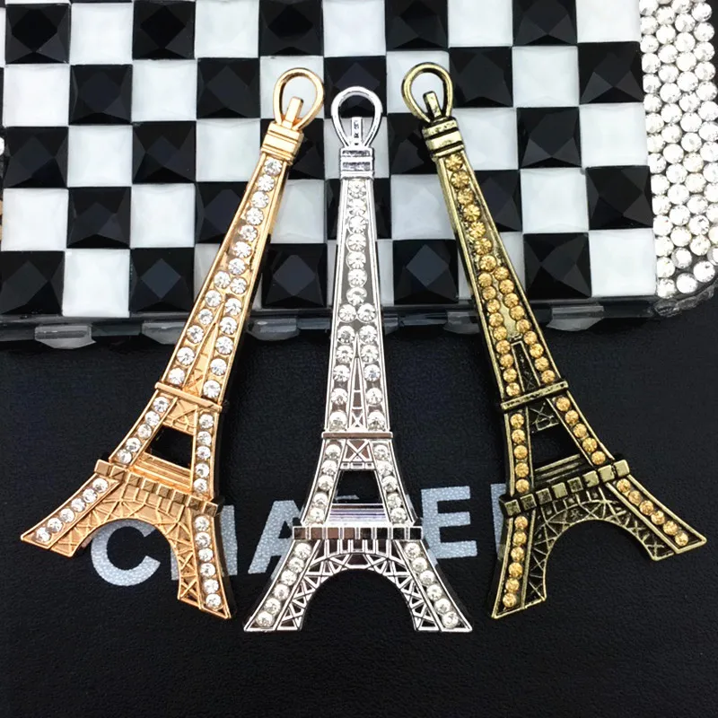 

10pcs/lot 3.4cm*8.5cm Eiffel Tower Cell Phone DIY Alloy Decoration