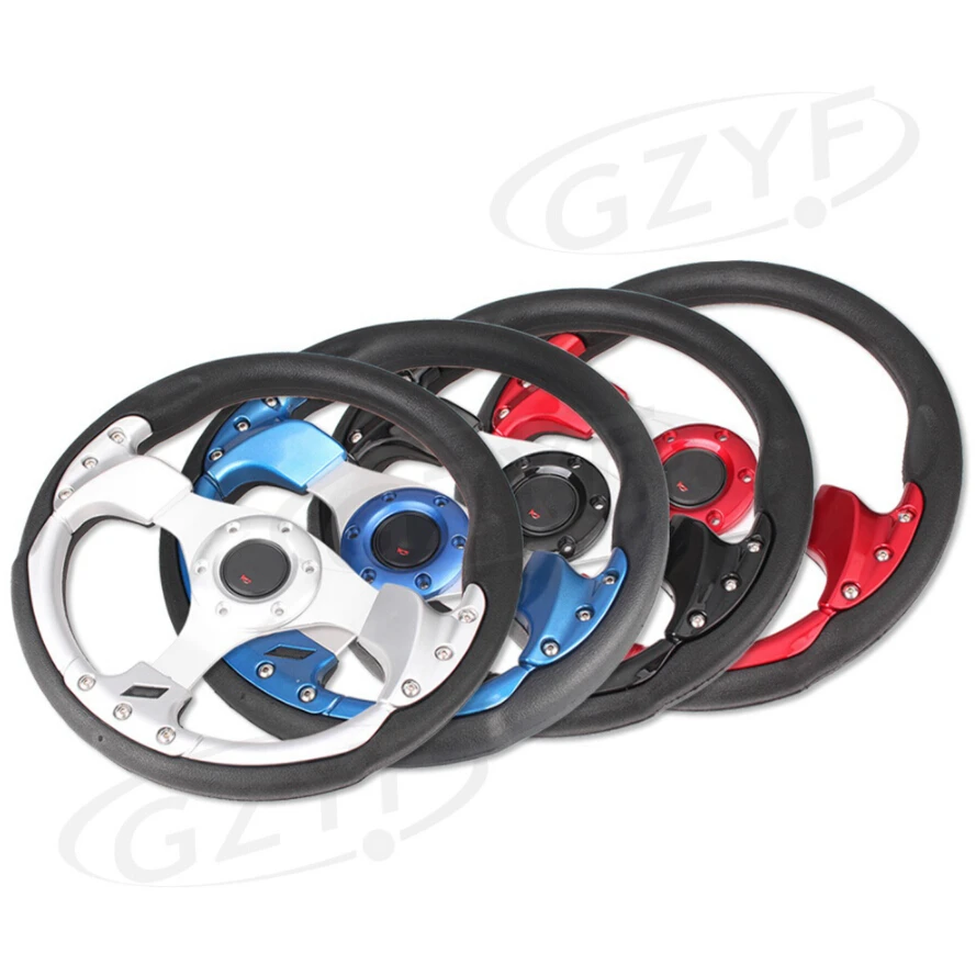 

13'' 330mm Car Steering Wheel & Horn Button Horn Wire PVC Alloy Spoke High Quality Automobile Replacement Spare Part