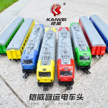 

1:60 high simulation alloy tram model simulation locomotive light music pull back car children's alloy toy car (double section)