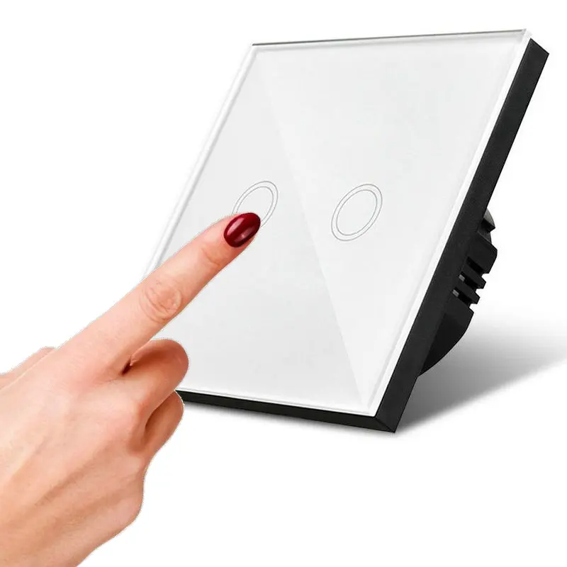 

Touch Switch 1/2/3 Gang Wall Light Touch Screen Switch EU standard Crystal Glass Switch Panel, can't be remotely controlled