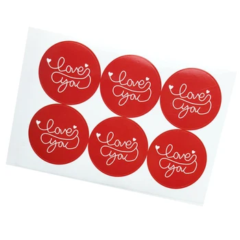 

60pcs/Lot Red Love You Round Seal Sticker Round Kraft Paper Cake Packaging Adhesive Wedding Party Gift Sticker