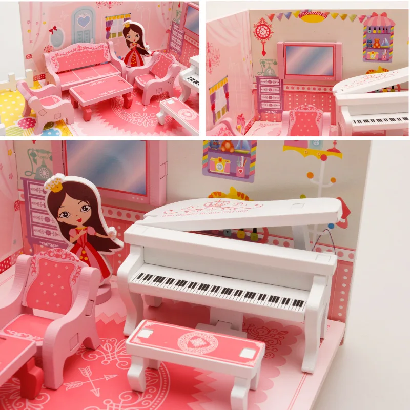 الأطفال ألعاب خشبية الجمعية محاكاة غرفة/الأثاث مقياس نماذج بناء كتلة التعليمية لعبة الأثاث لعبة مجموعة هدية الفتيات