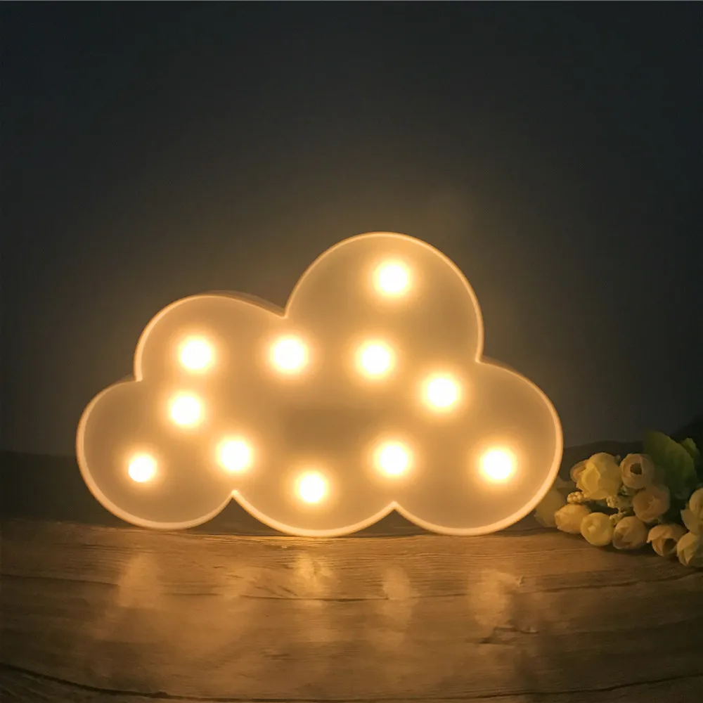 11 светодиодный светильник с буквенным принтом в виде белого облака для Рождественского украшения, детский Подарочный светильник, 3D светильник, ночная лампа на батарейках