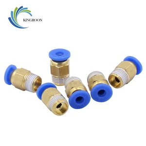 5 шт. пневматические разъемы PC4-01 PC6-01 для V6 V5 3D принтеры Запчасти 1,75 мм 3 мм быстрой смены навесного оборудования J- головкой Hotend Медь часть - изображение
