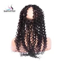 Sunnymay Deep Curly Brazilian Virgin Hair 360 Lace Frontal Natural Color Bleached Knots Preplucked Closure With Baby Hair