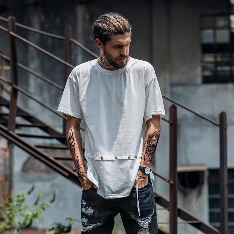 VERSMA 2017 Trend High Street Hip Hop Ribbon Holes Patchwork T-shirts Men Summer Justin Bieber Vintage Loose Oversize Tshirt Men