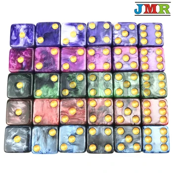 

Double color D6 Set 6pc/setHigh Quality 5 color 16mm Standard Dots Playing Game Dices Square Corner