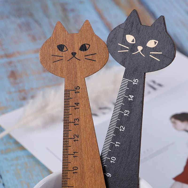 2 шт Деревянный кот линейка прямая Kawaii корейский Офис школа котенок мультипликационный рисунок подарок