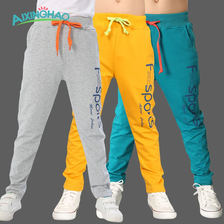 Aixinghao Kids Boys Pants Autumn Letter Print Cotton Trousers Children Teenage Boys Sport Pants Casual Kids