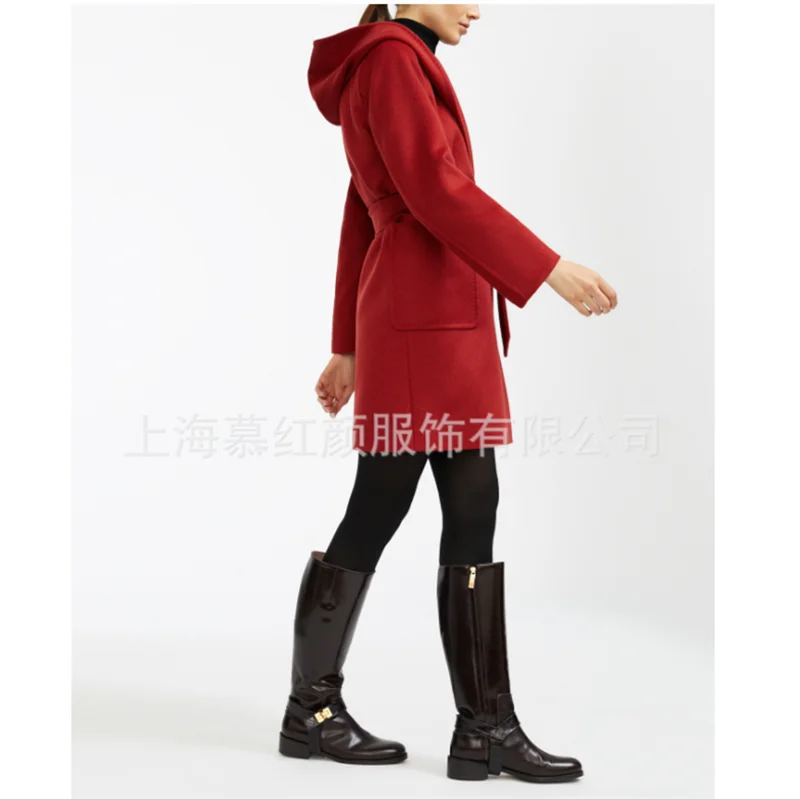 Модное женское длинное кашемировое пальто с капюшоном размера плюс, Элегантные повседневные зимние пальто