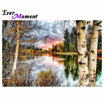 

Ever Moment Diamond Painting Scenery Tree River Full Square Drill Picture Mosaic Diamond Embroidery 5D DIY Decor Home S2F938