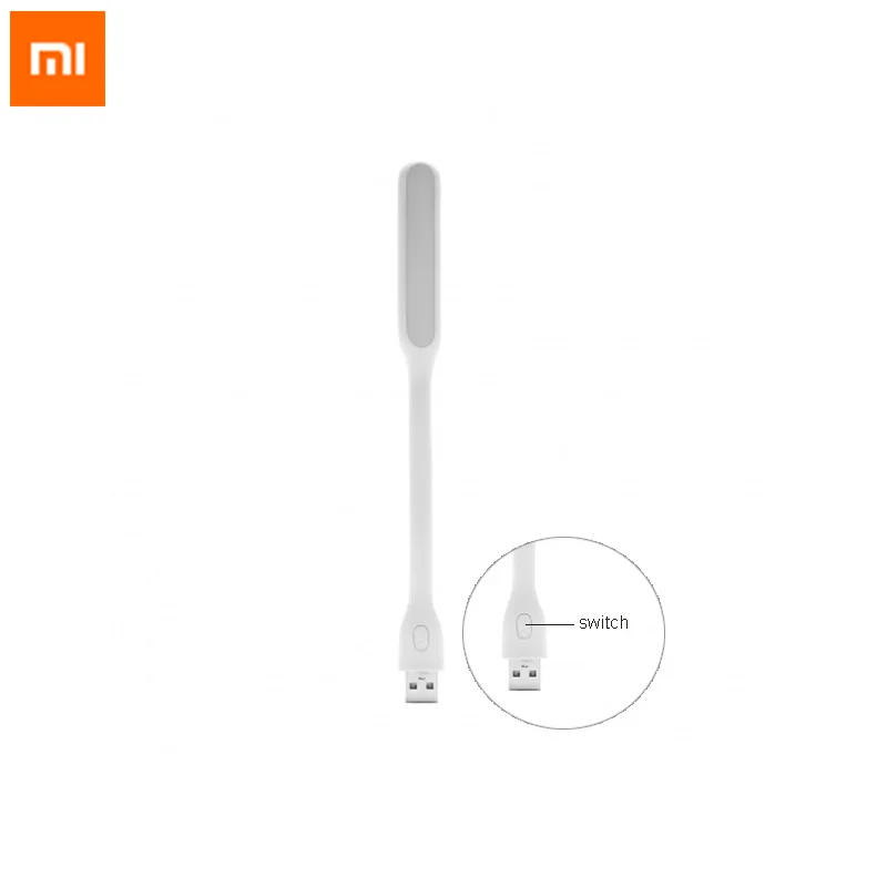 Оригинал Xiaomi Портативный СВЕТОДИОДНЫЙ USB Свет Лампы Расширенная Версия с переключатель для Power Bank Ноутбук Любого Устройства с USB портом белый