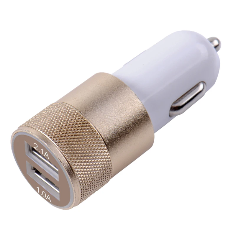 Automotive color metal charger with dual USB charger adapter 3.1A smartphone/tablet computer