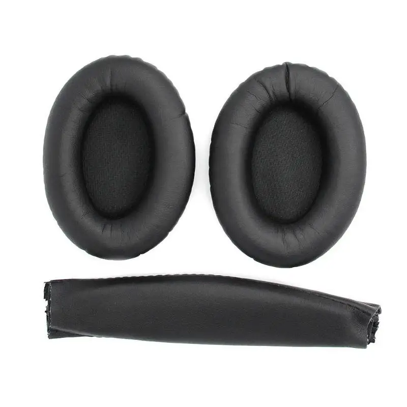 

2pcs Earpads Cover Replacement+Headband for Bose QuietComfort QC15 QC2 Headset Memory Foam And Artificial PU Leather Black