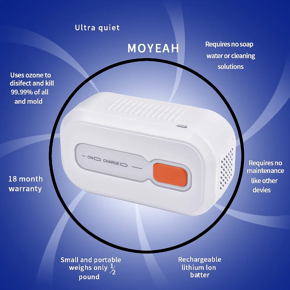 MOYEAH Mini CPAP очиститель дезинфицирующий вентилятор с 1 упаковкой Очищающая салфетка для сна апноэ Cpap воздушные трубки чистый дезинфицирующий стерилизатор