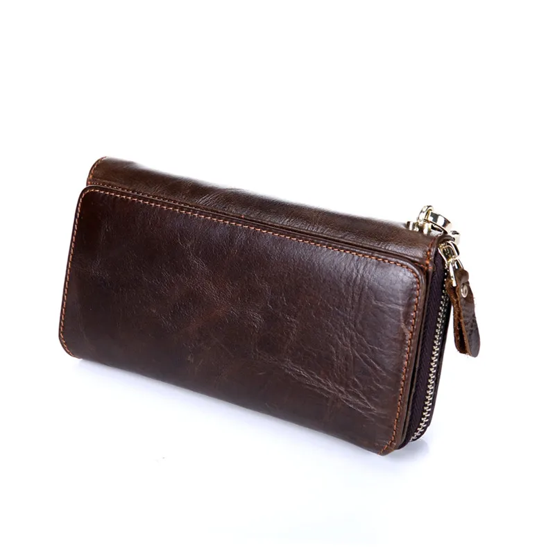 

Nesitu Genuine Leather Wallet with Coin Pocket Long Men Wallets Mens Clutch Bags Phone Card Holder Coin Purse Coffee #M9029