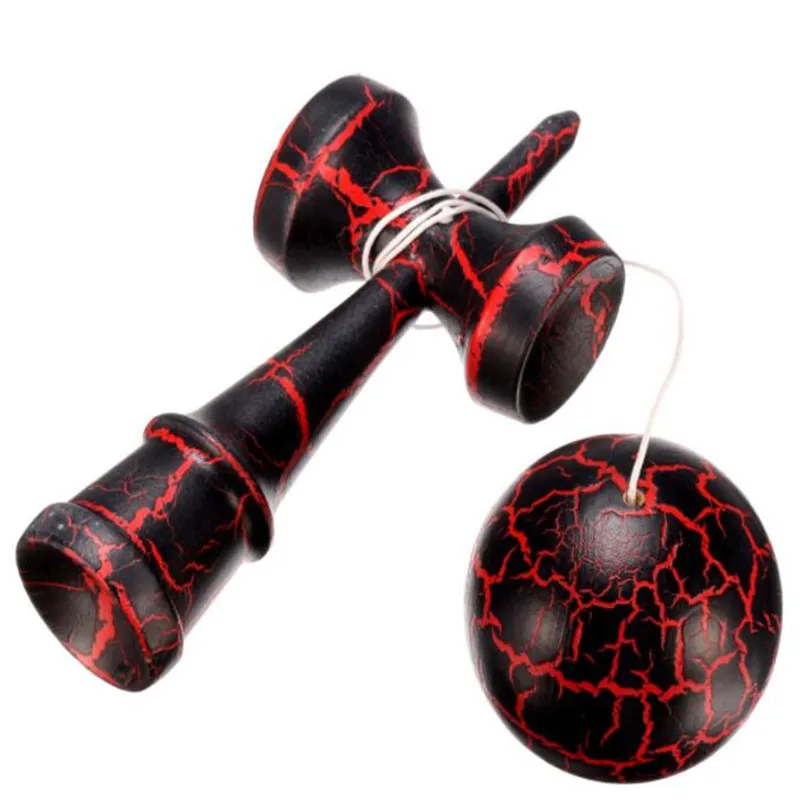 

18CM New Full Crackle Wood Kendama Ball Education Traditional Game Toy New Ball toy For Children Strings Professional Adult