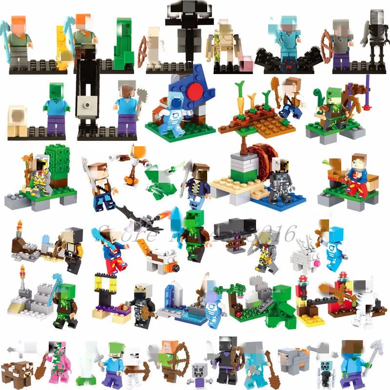 

Legoing Minecraft Style Zombie Steve In Action Figures Building Blocks Toys Compatible Legoings Minecrafted City Model Bricks
