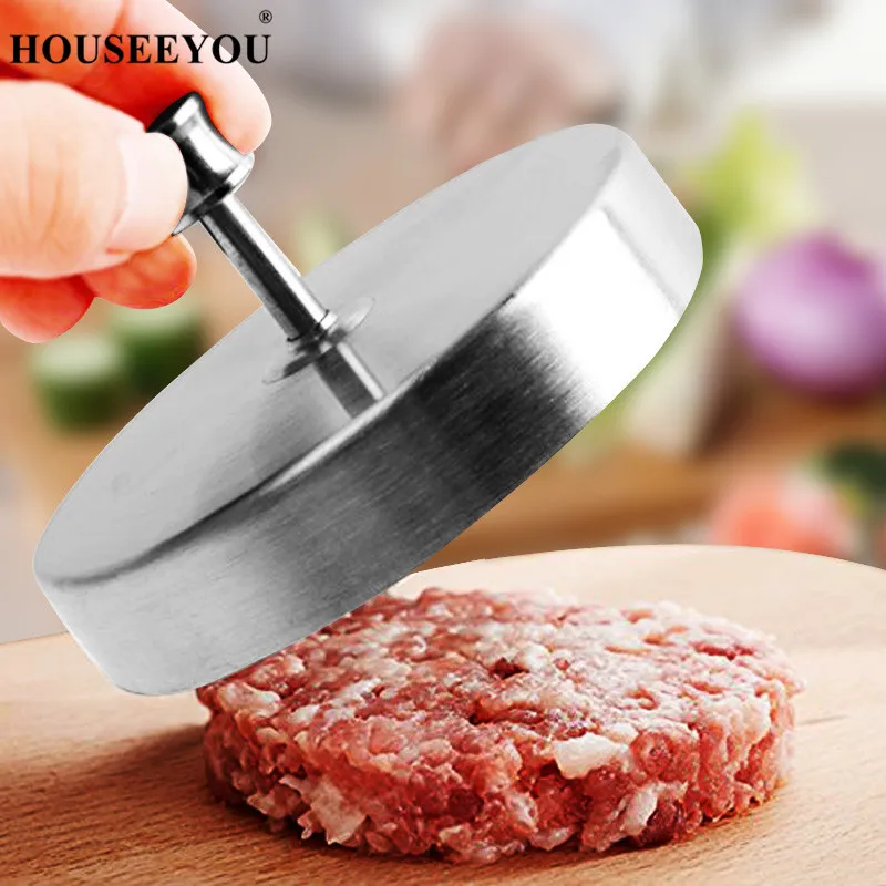 HOUSEEYOU Hamburger Presses Burger Maker Meat Patties Household Hand Operated DIY High Quality 304 Stainless Steel Cooking Mold