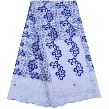 

Royal Blue African Milk Silk Lace Fabric High Quality French Milk Silk Lace Fabric Embroidery Nigerian Tulle Lace For DressF1630