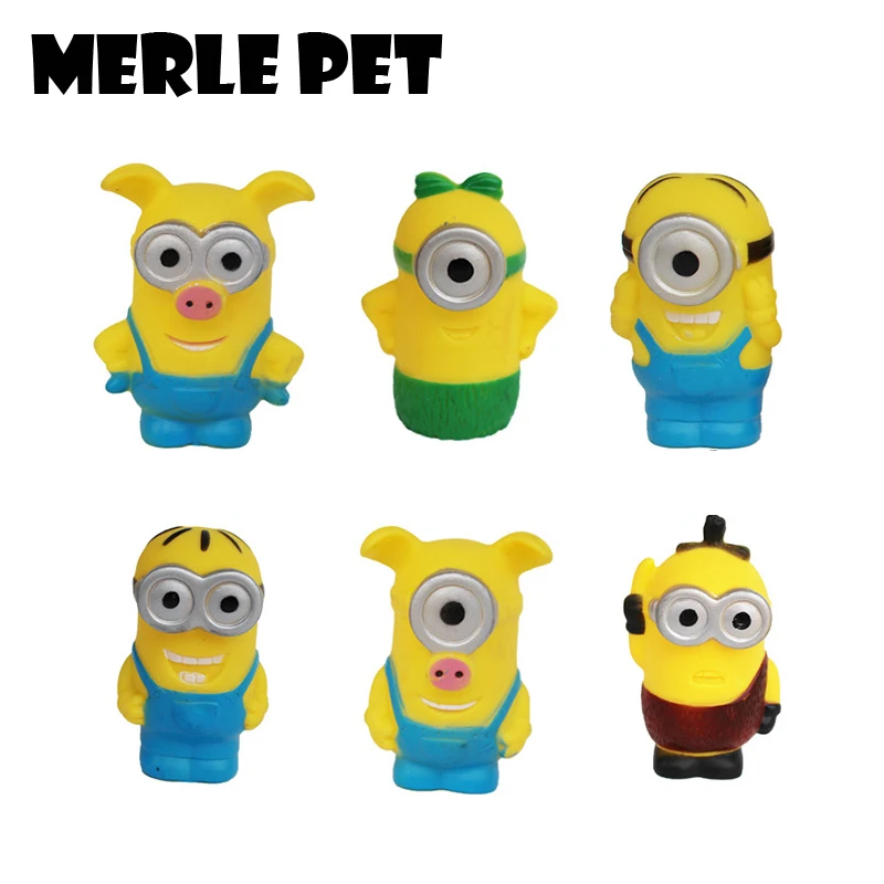 MERLE PET Minions Squeaker Dog Toy Cartoon Cute Squeak Toys Puppy Cat