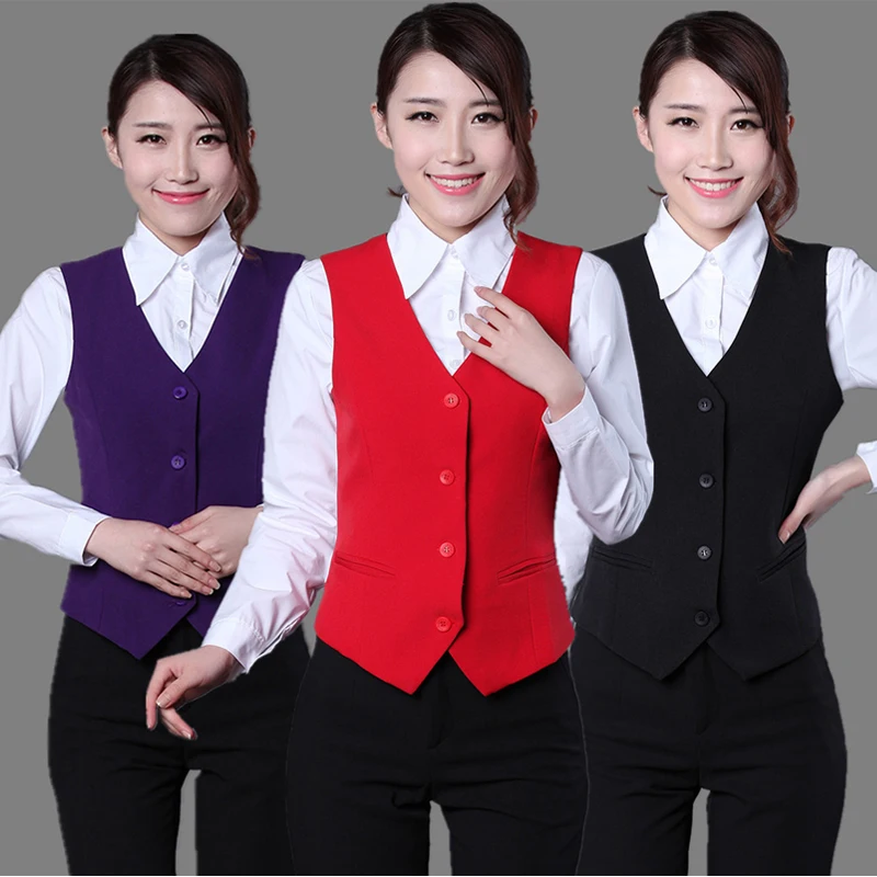 

New 2015 OL Office Work Solid Suit Women's Vest Ladies Slim Formal vests Sleeveless waistcoat Female Clothing Free Shipping