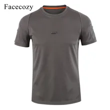 Facecozy для Для мужчин тактические футболка с короткими рукавами с О-образным вырезом дышащие топы из полиэстера мужской военные Приключения пеший туризм походы футболки для девочек