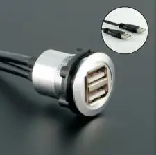 

22mm mounting diameter metal 2x USB2.0 FEMALE A - MALE A 2x60cm wiring