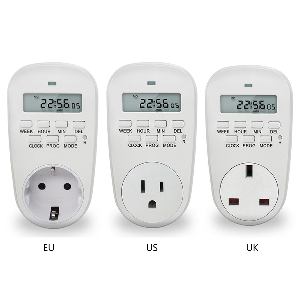

Smart Power Socket Digital Timer Switch Energy Saving EU /US/ UK Plug Adjustable Programmable Setting of Clock/ On/ Off Time