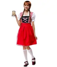 Halloween font b cosplay b font Beer Festival vestido red dress Female Maid Beer girl lolita