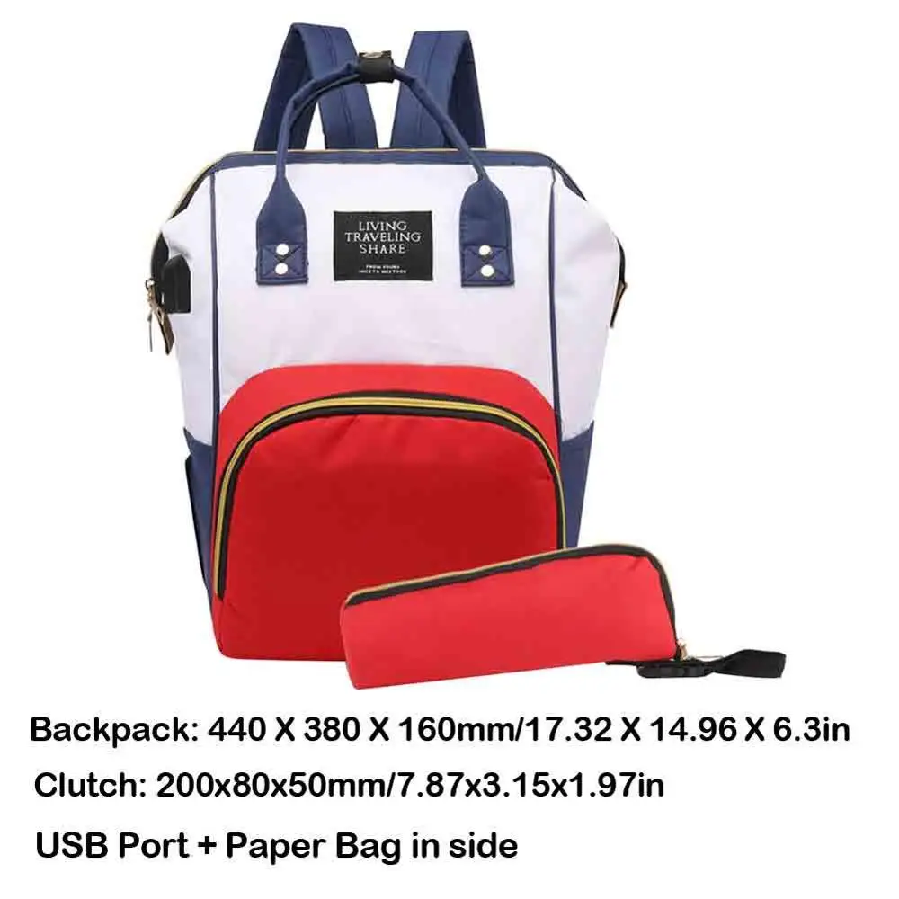 Модная USB многофункциональная сумка для подгузников для мам, сумка-Органайзер для подгузников для ухода за ребенком, сумка-клатч для мам, рюкзак для кормления, сумка-клатч - Цвет: B1