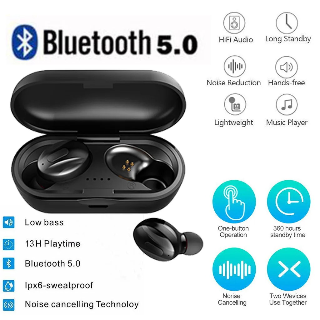 Мини Bluetooth 5,0 стерео наушники-вкладыши Беспроводные наушники настоящая Bluetooth гарнитура совместимый плеер