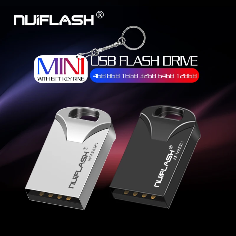 Nuiflash, мини флешка, 64 ГБ, Usb флеш-накопитель, 32 ГБ, USB2.0, флешка, 16 ГБ, 8 ГБ, 4 Гб, флешка, 128 ГБ, с подарочным кольцом, новейший u-диск