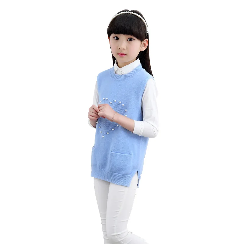 4 12t Children's Clothing Autumn Sleeveless Girls' Sweater Teens Girl